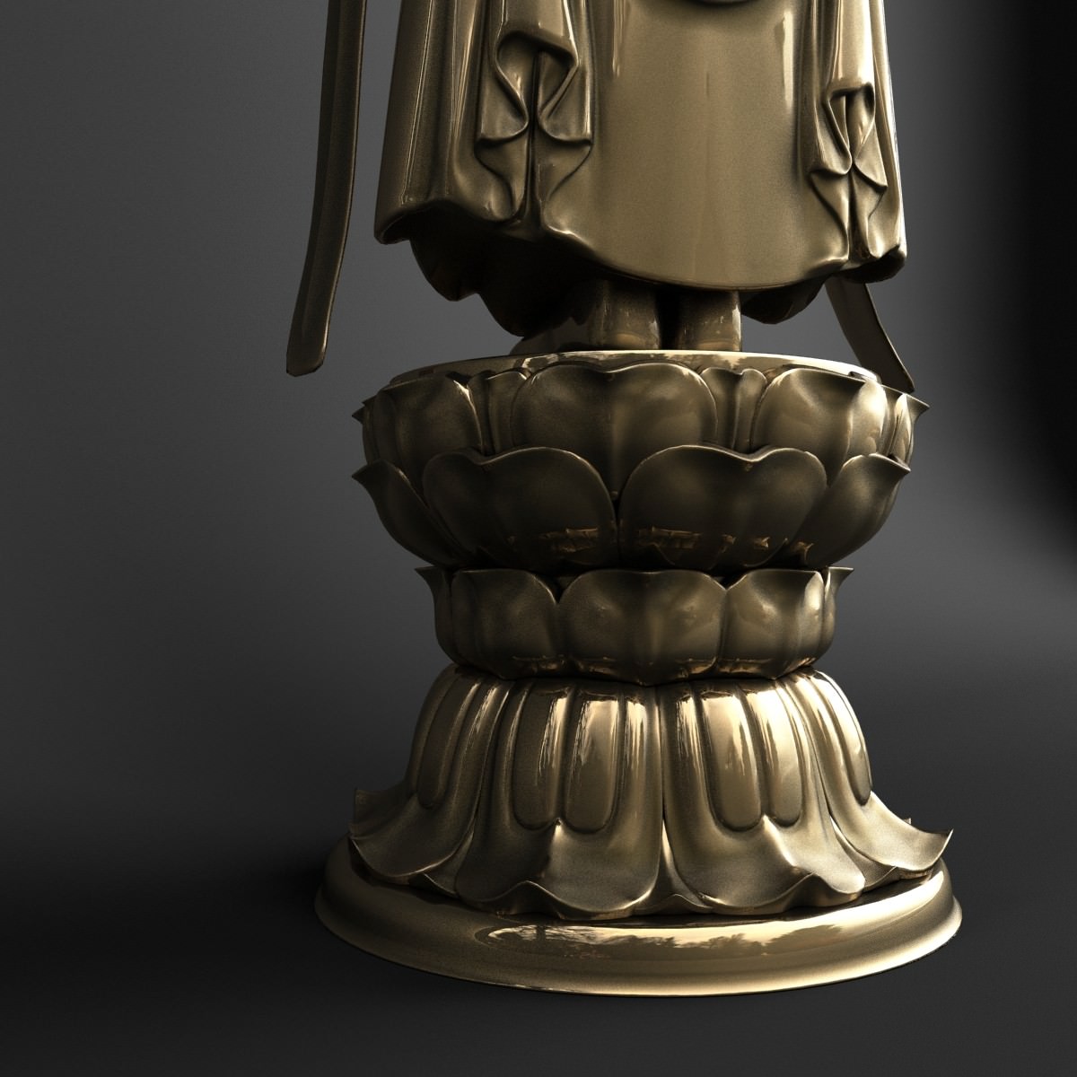 Bodhisattva Buddha Statue 3D model_9