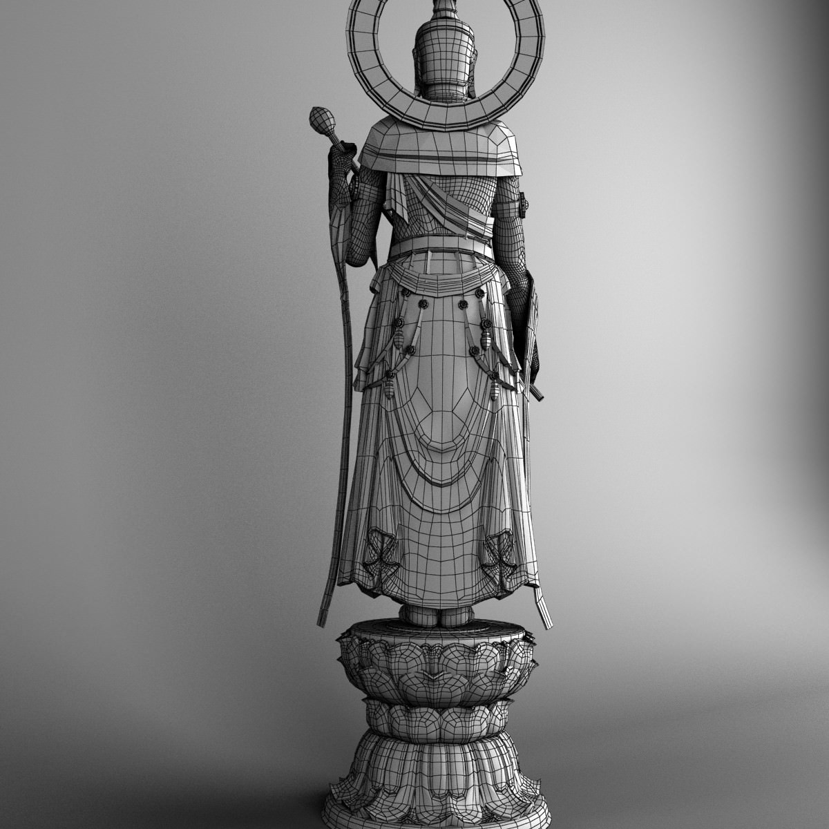 Bodhisattva Buddha Statue 3D model_14