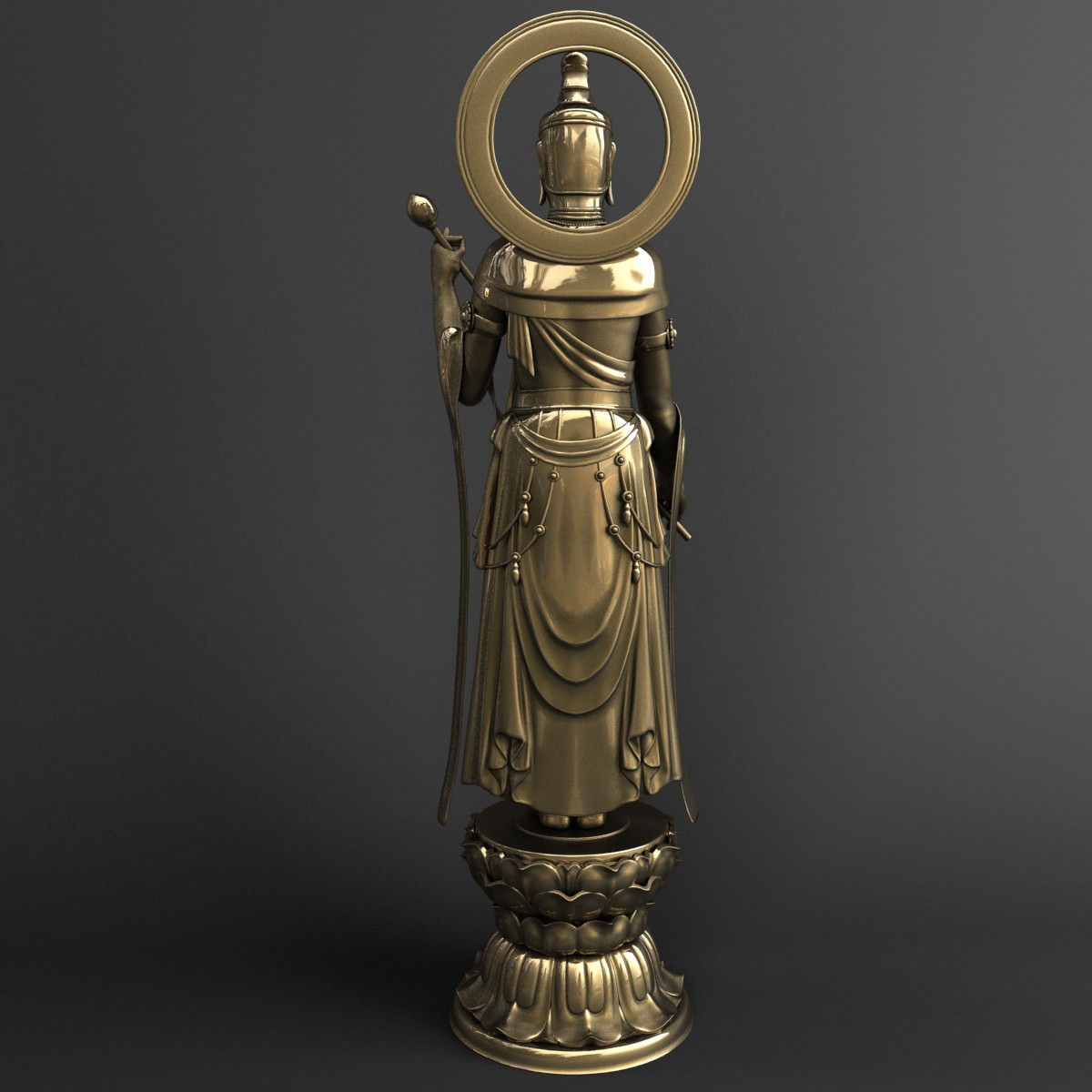 Bodhisattva Buddha Statue 3D model_2