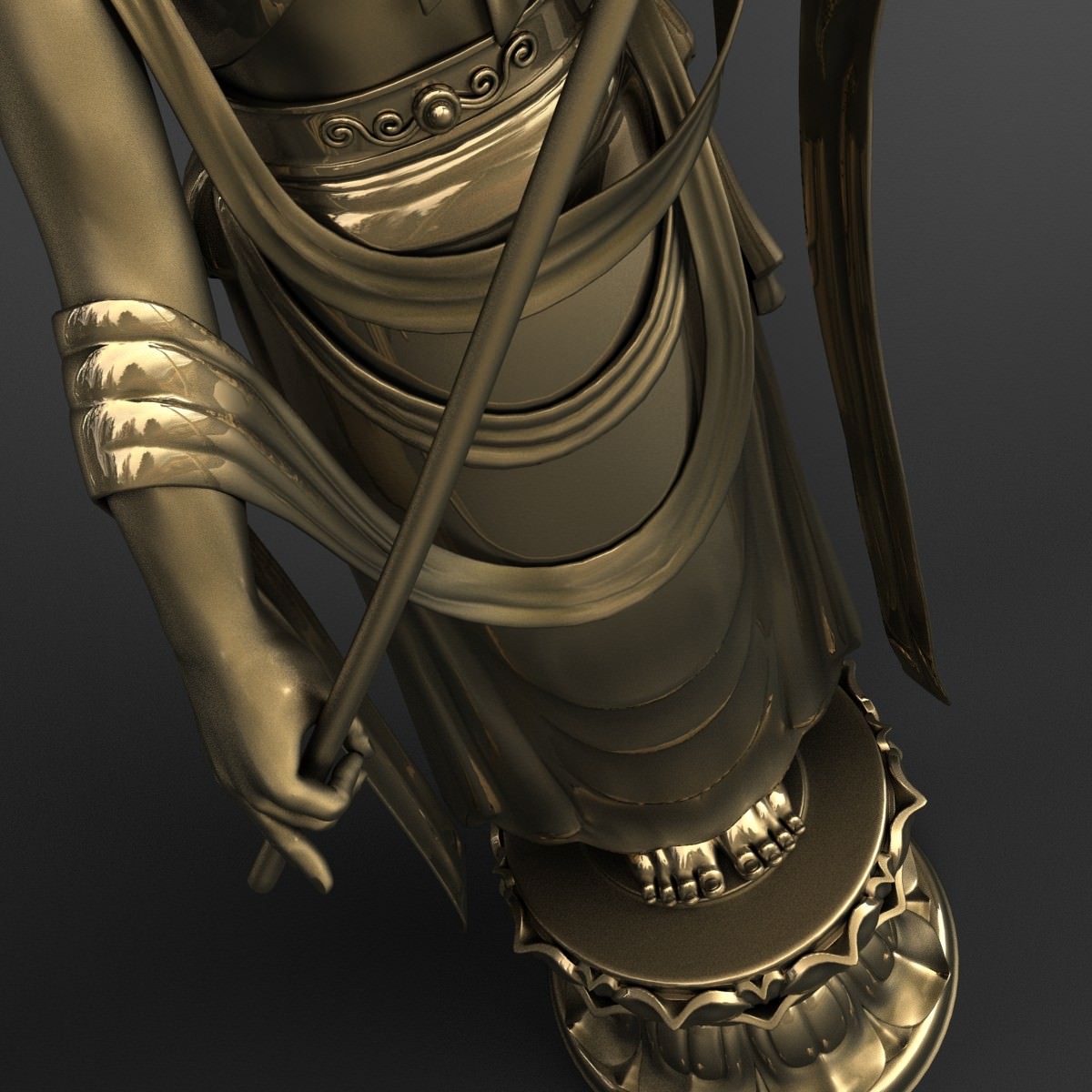 Bodhisattva Buddha Statue 3D model_7