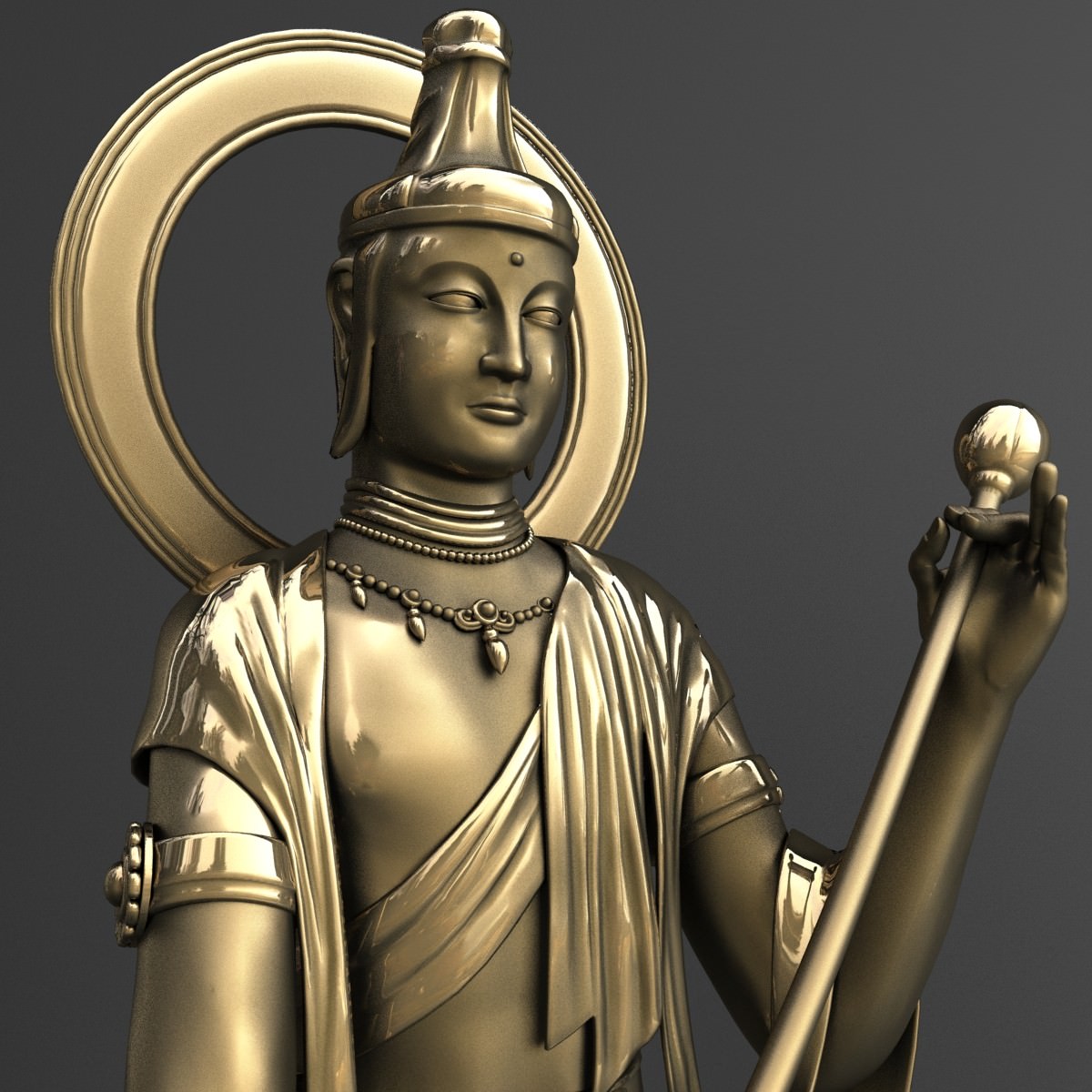 Bodhisattva Buddha Statue 3D model_6