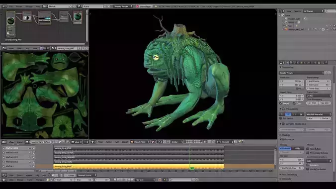 SWAMP THING - Game-ready Creature - Textured Rigged Animated Low-poly 3D model