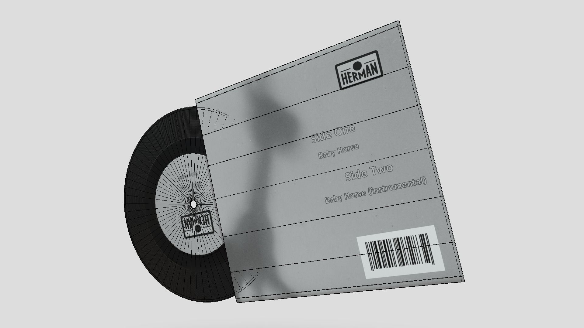 7 inch Vinyl Record Herman Low-poly 3D model_8