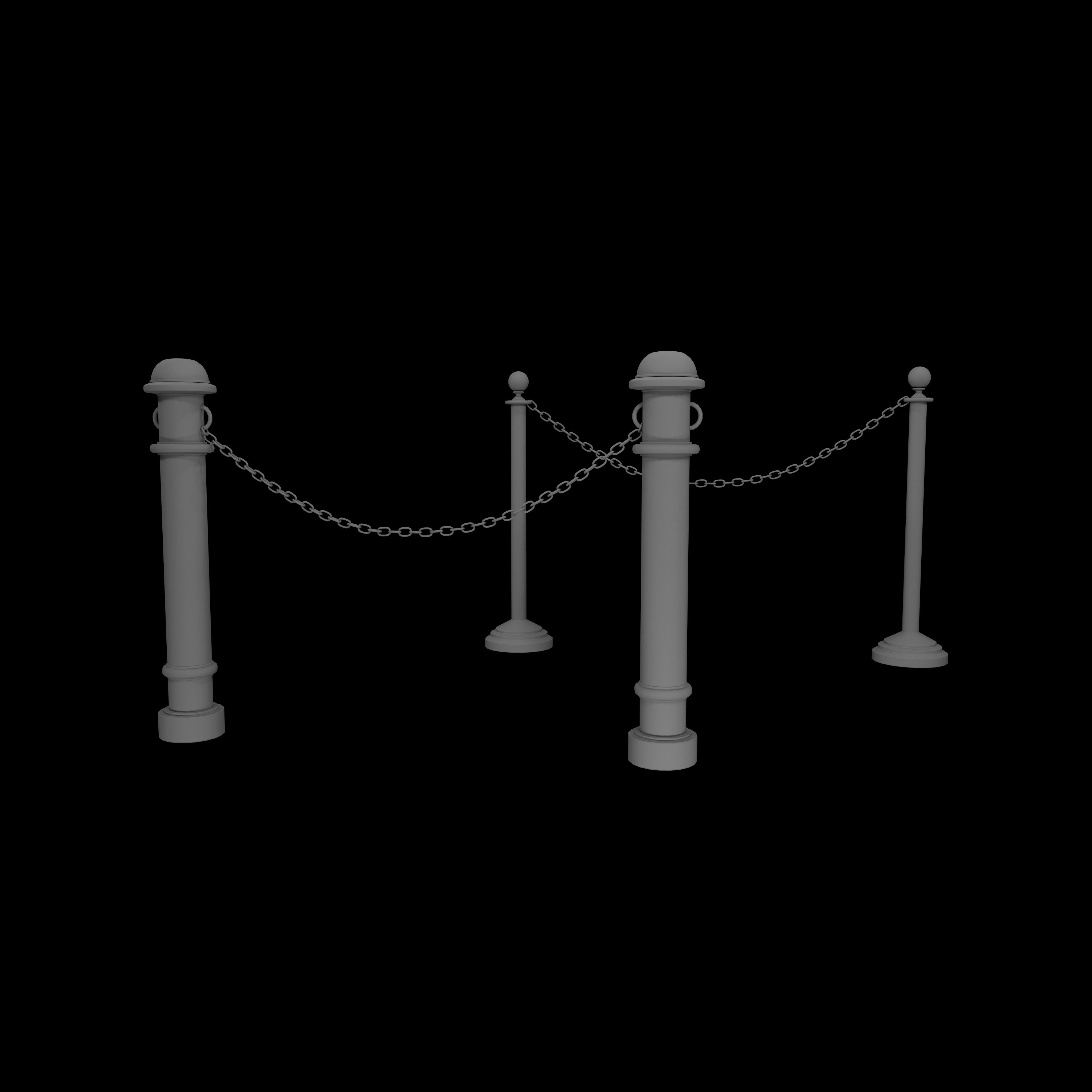 chain barrier stand Low-poly 3D model_4