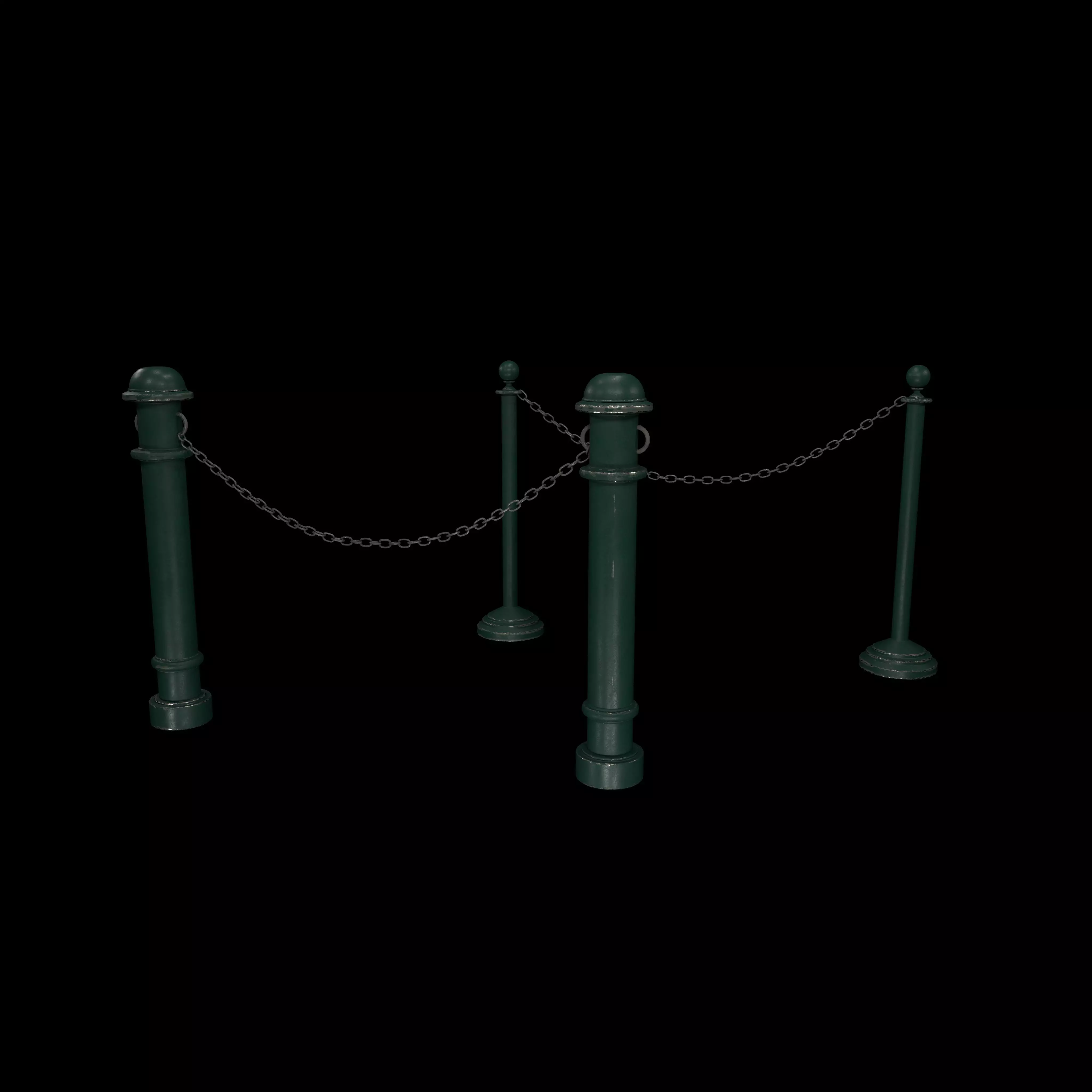 chain barrier stand Low-poly 3D model_0