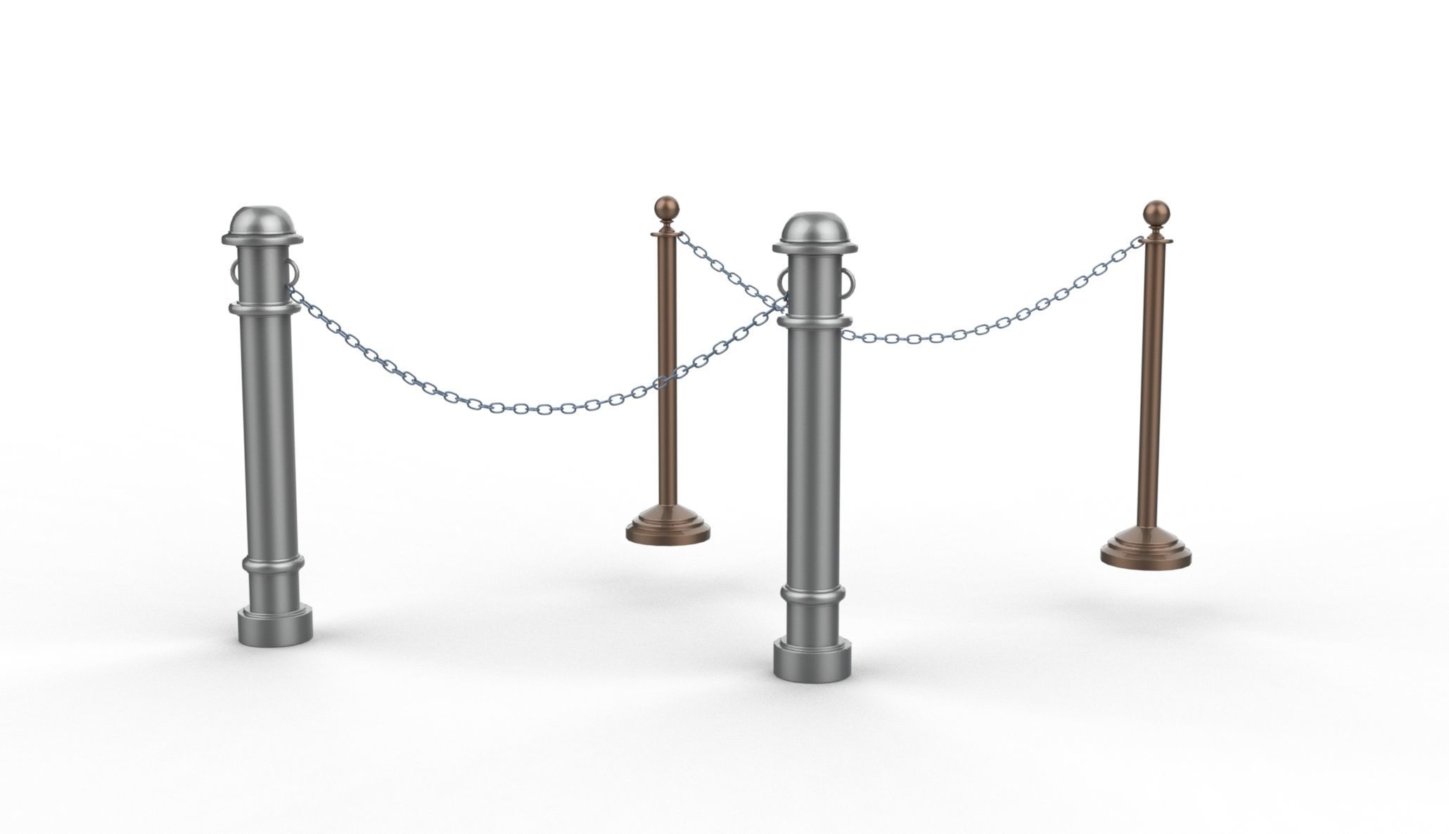 chain barrier stand Low-poly 3D model_2