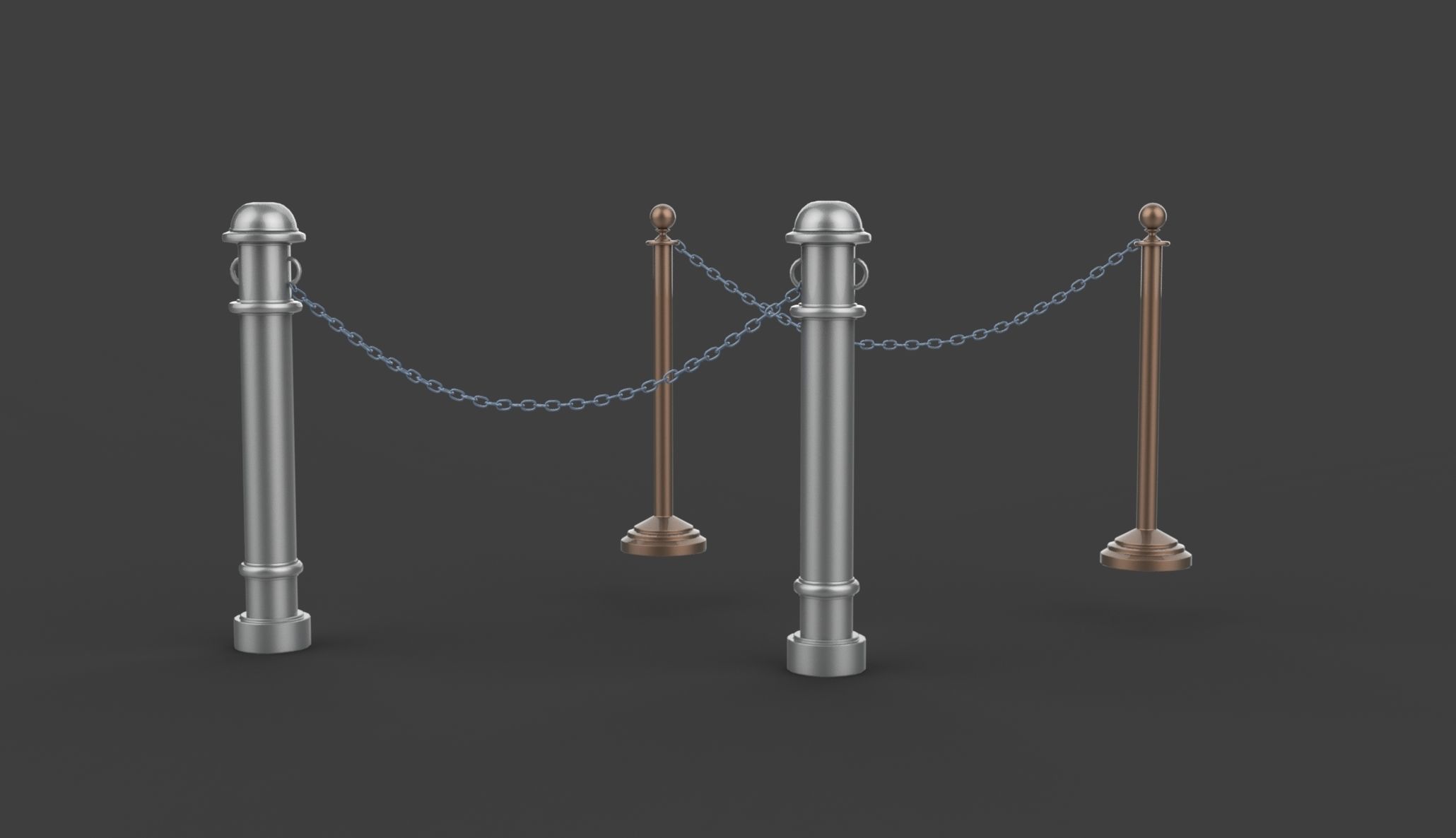 chain barrier stand Low-poly 3D model_3