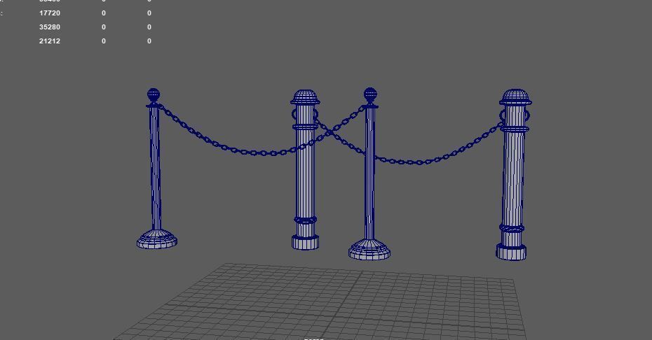chain barrier stand Low-poly 3D model_7