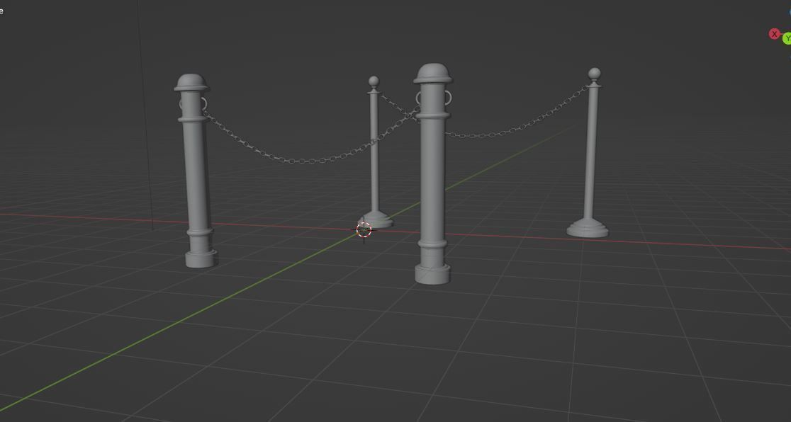chain barrier stand Low-poly 3D model_6
