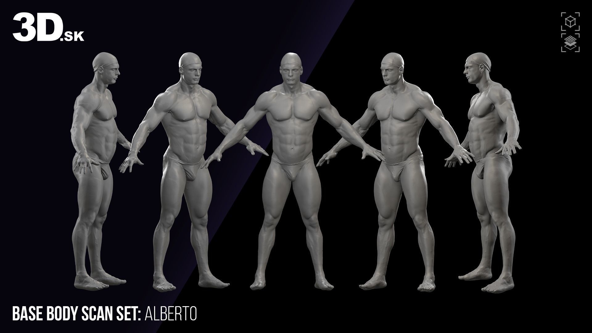 Base Body 3D Scans Bodybuilder Set 3D model_2