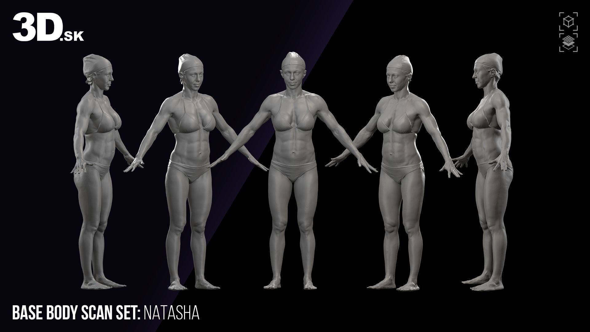 Base Body 3D Scans Bodybuilder Set 3D model_1