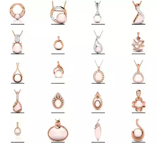 43 Women pearl pendant 3dm render detail  3D Model Collection