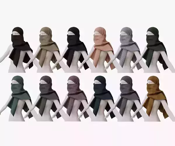 Face hiding scarf  Low-poly 3D model