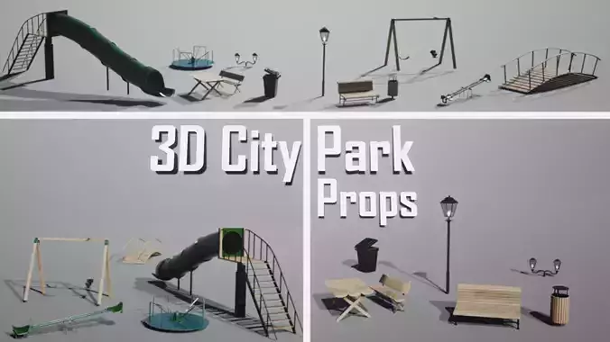 3D City Park Props
