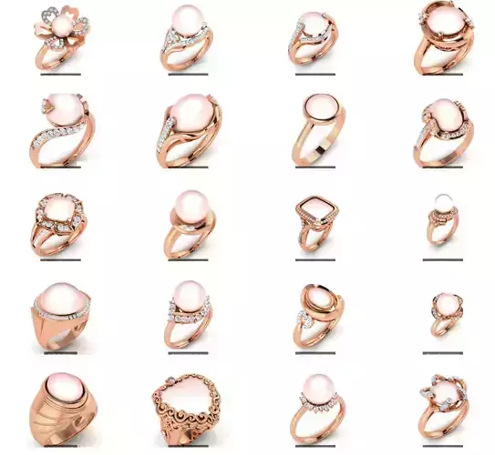 74 Women Pearl Ring 3dm render details  3D Model Collection