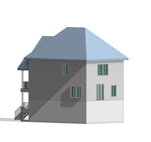 Modern house in Revit 3D model 5