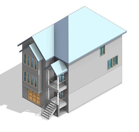 Modern house in Revit 3D model 2