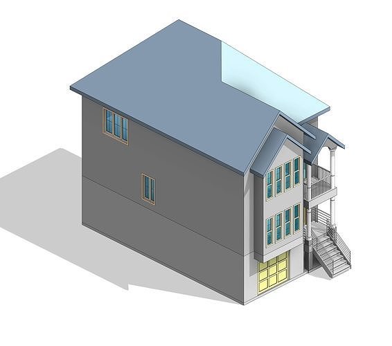 Modern house in Revit 3D model 3