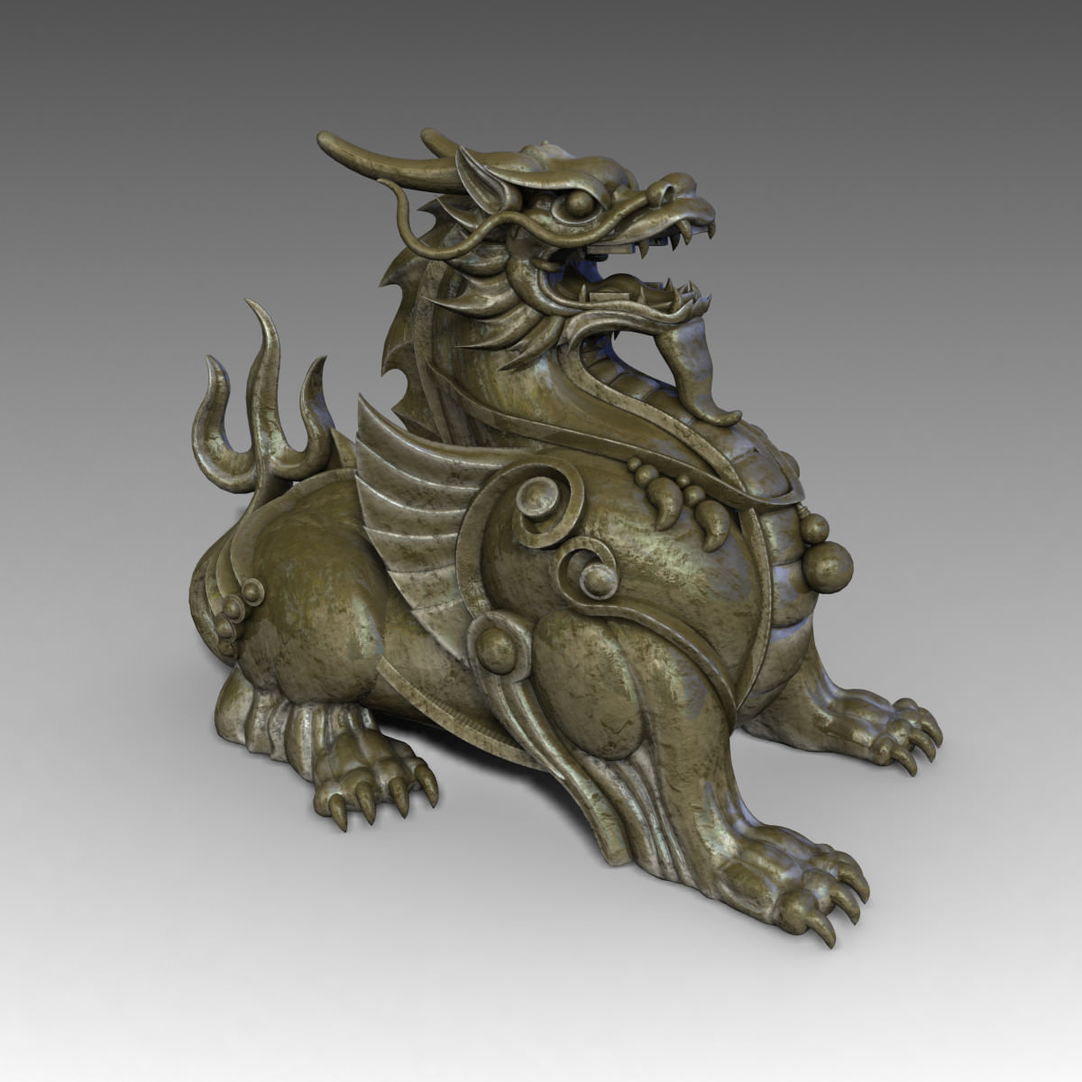 Chinese Supernatural Beast Pixiu Low-poly 3D model_1