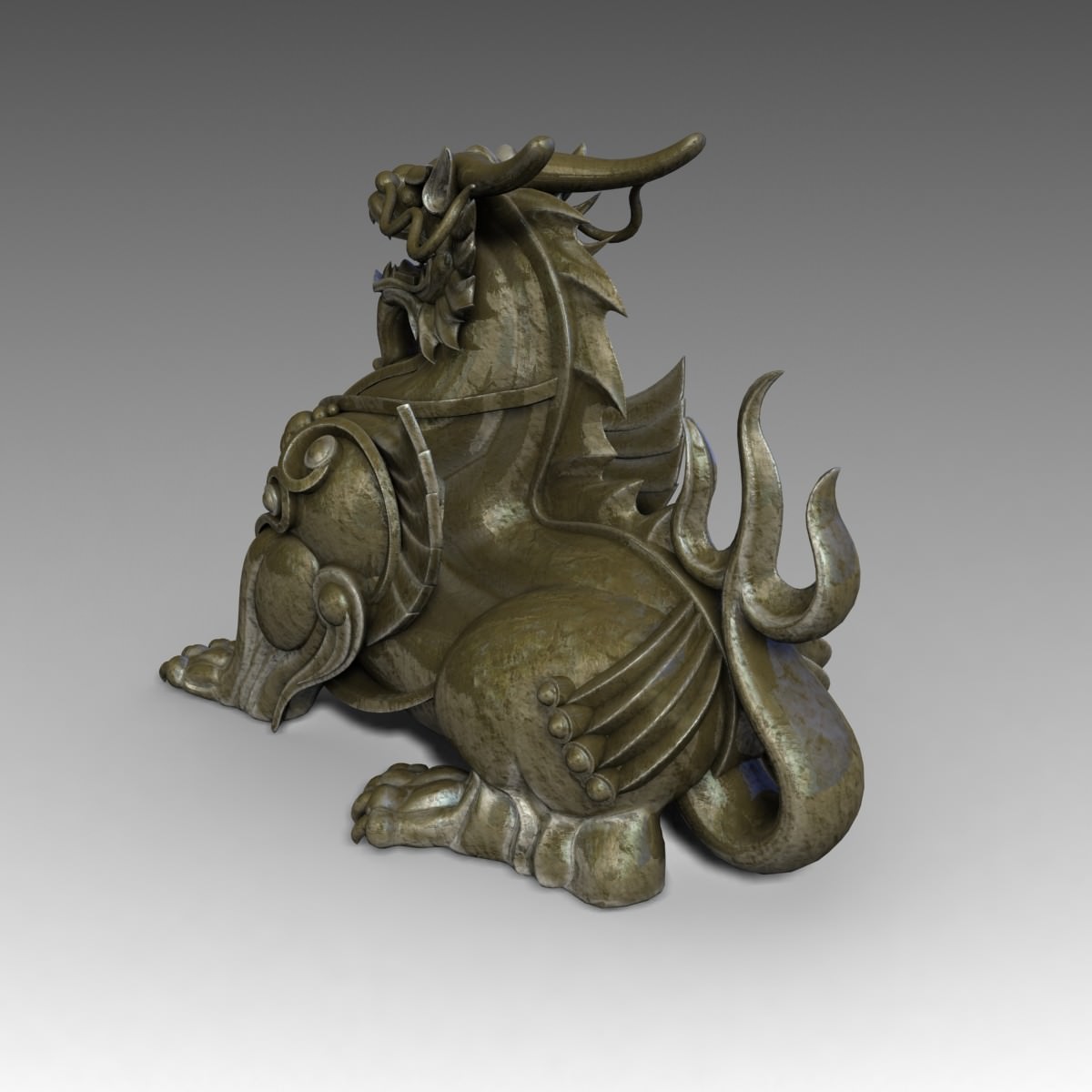 Chinese Supernatural Beast Pixiu Low-poly 3D model_4