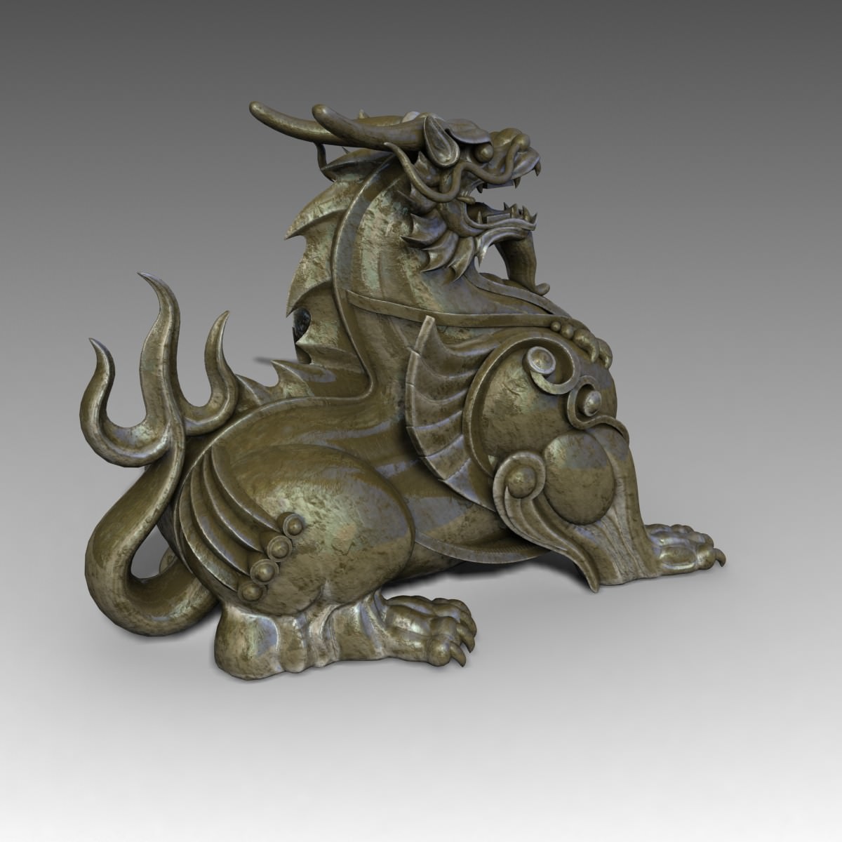 Chinese Supernatural Beast Pixiu Low-poly 3D model_2