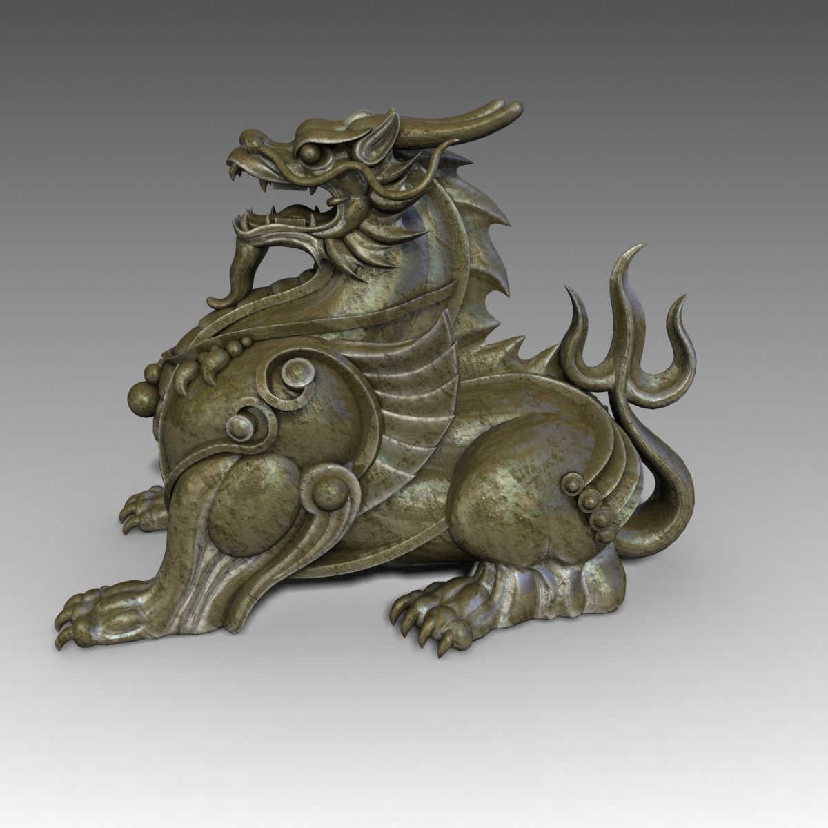 Chinese Supernatural Beast Pixiu Low-poly 3D model_3