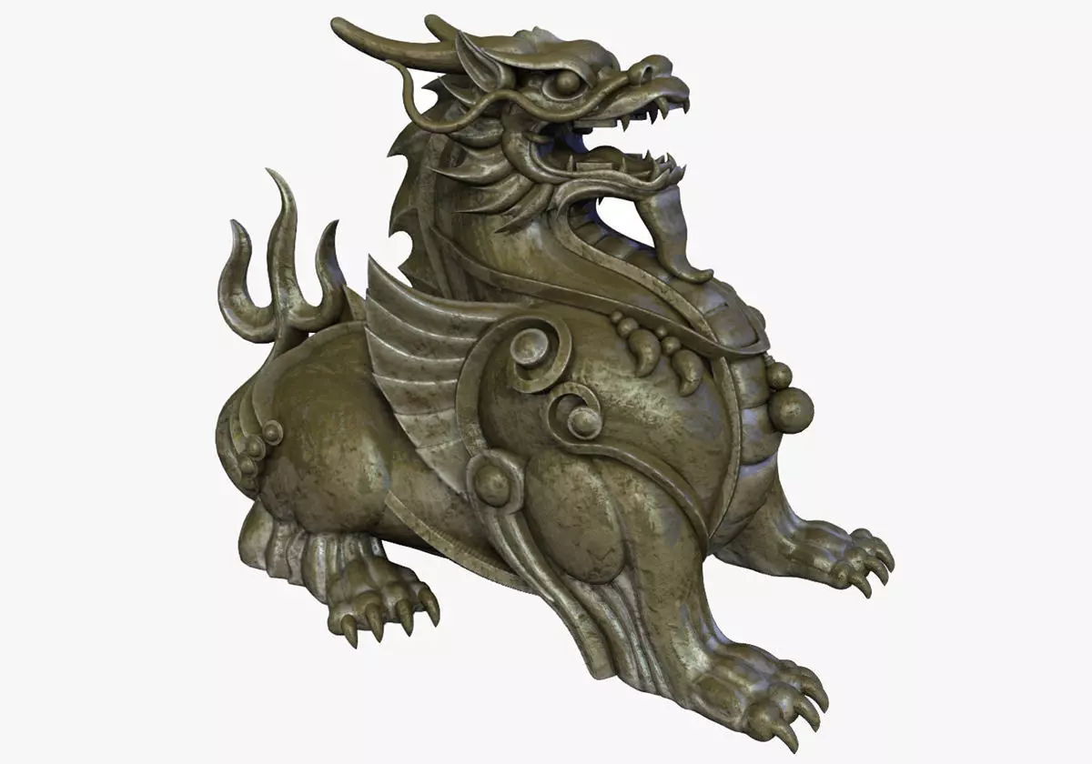 Chinese Supernatural Beast Pixiu Low-poly 3D model_0