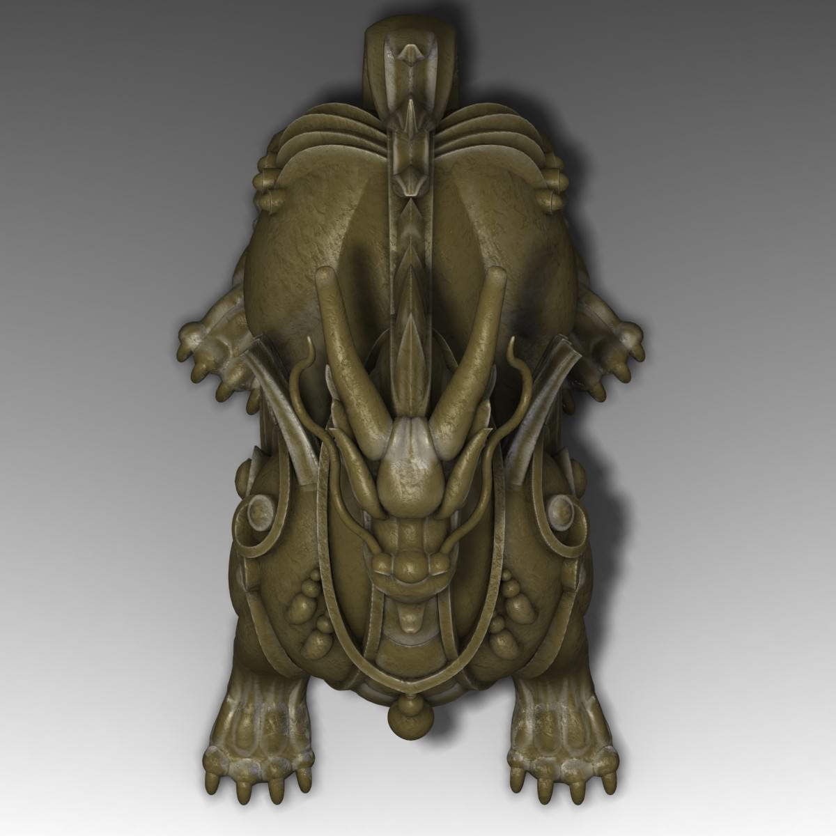 Chinese Supernatural Beast Pixiu Low-poly 3D model_5