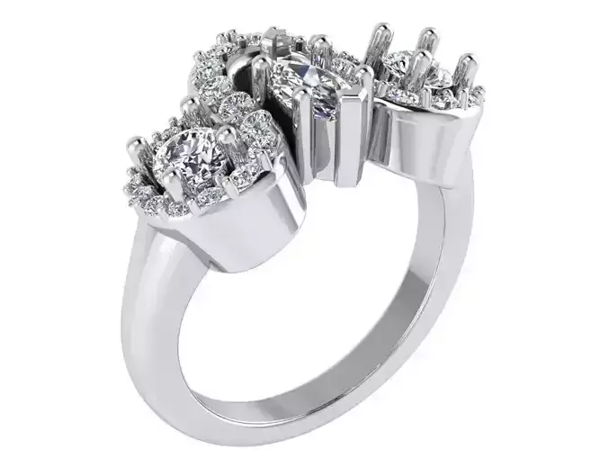 Round Halo Unique Ring 2504