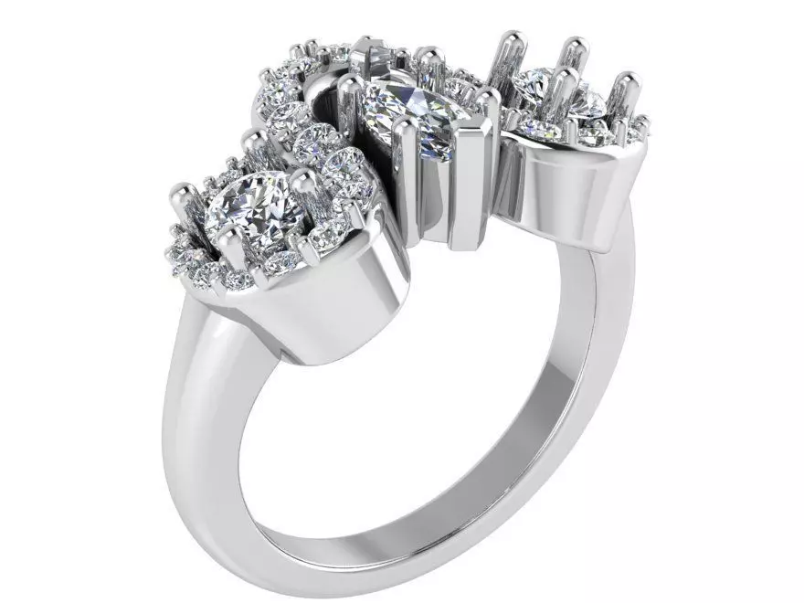 Round Halo Unique Ring 2504 3D print model