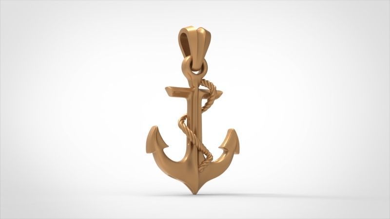 MENS ANCHOR PENDANT NECKLACE ROPE DESIGN JEWELRY 3D print model_8