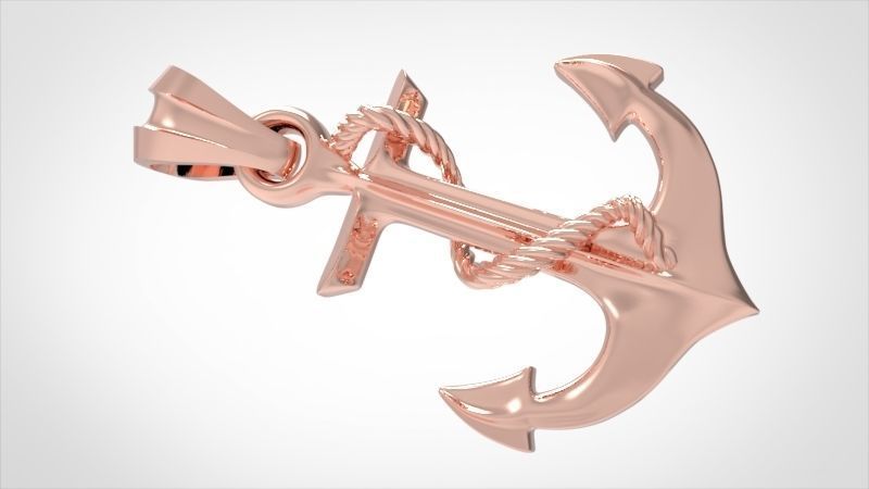 MENS ANCHOR PENDANT NECKLACE ROPE DESIGN JEWELRY 3D print model_5