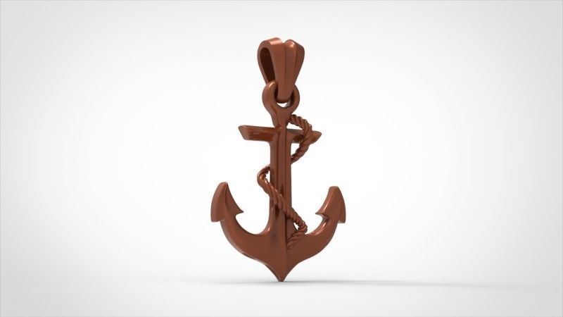 MENS ANCHOR PENDANT NECKLACE ROPE DESIGN JEWELRY 3D print model_14