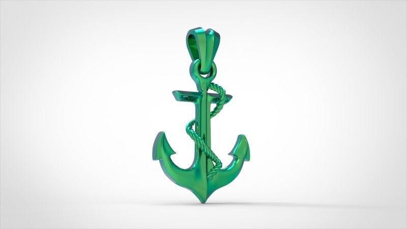 MENS ANCHOR PENDANT NECKLACE ROPE DESIGN JEWELRY 3D print model_7