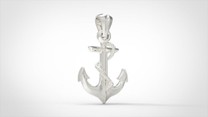 MENS ANCHOR PENDANT NECKLACE ROPE DESIGN JEWELRY 3D print model_11