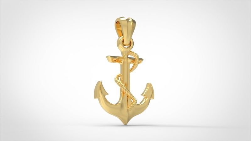 MENS ANCHOR PENDANT NECKLACE ROPE DESIGN JEWELRY 3D print model_3