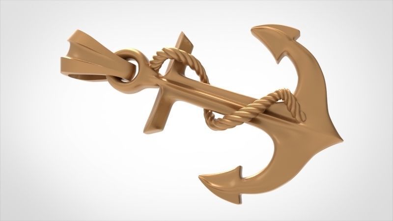 MENS ANCHOR PENDANT NECKLACE ROPE DESIGN JEWELRY 3D print model_18