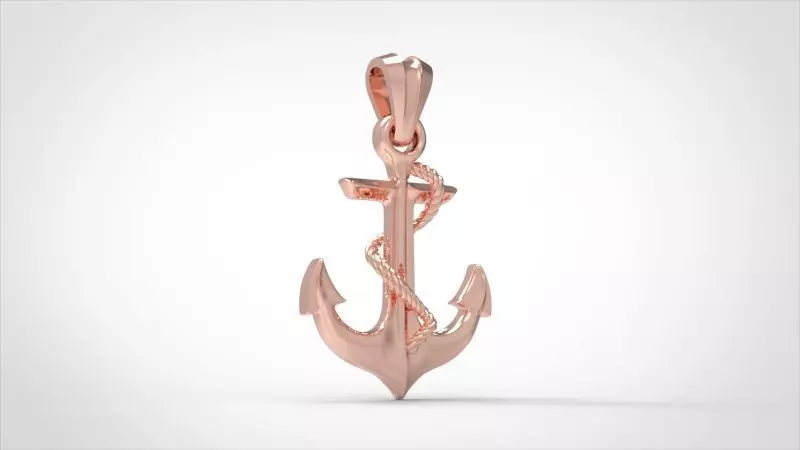 MENS ANCHOR PENDANT NECKLACE ROPE DESIGN JEWELRY 3D print model_0
