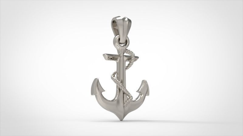 MENS ANCHOR PENDANT NECKLACE ROPE DESIGN JEWELRY 3D print model_10