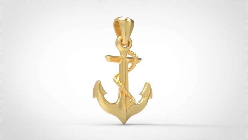 MENS ANCHOR PENDANT NECKLACE ROPE DESIGN JEWELRY 3D print model_9