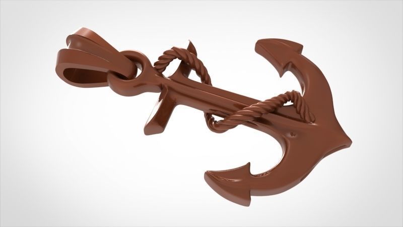 MENS ANCHOR PENDANT NECKLACE ROPE DESIGN JEWELRY 3D print model_15