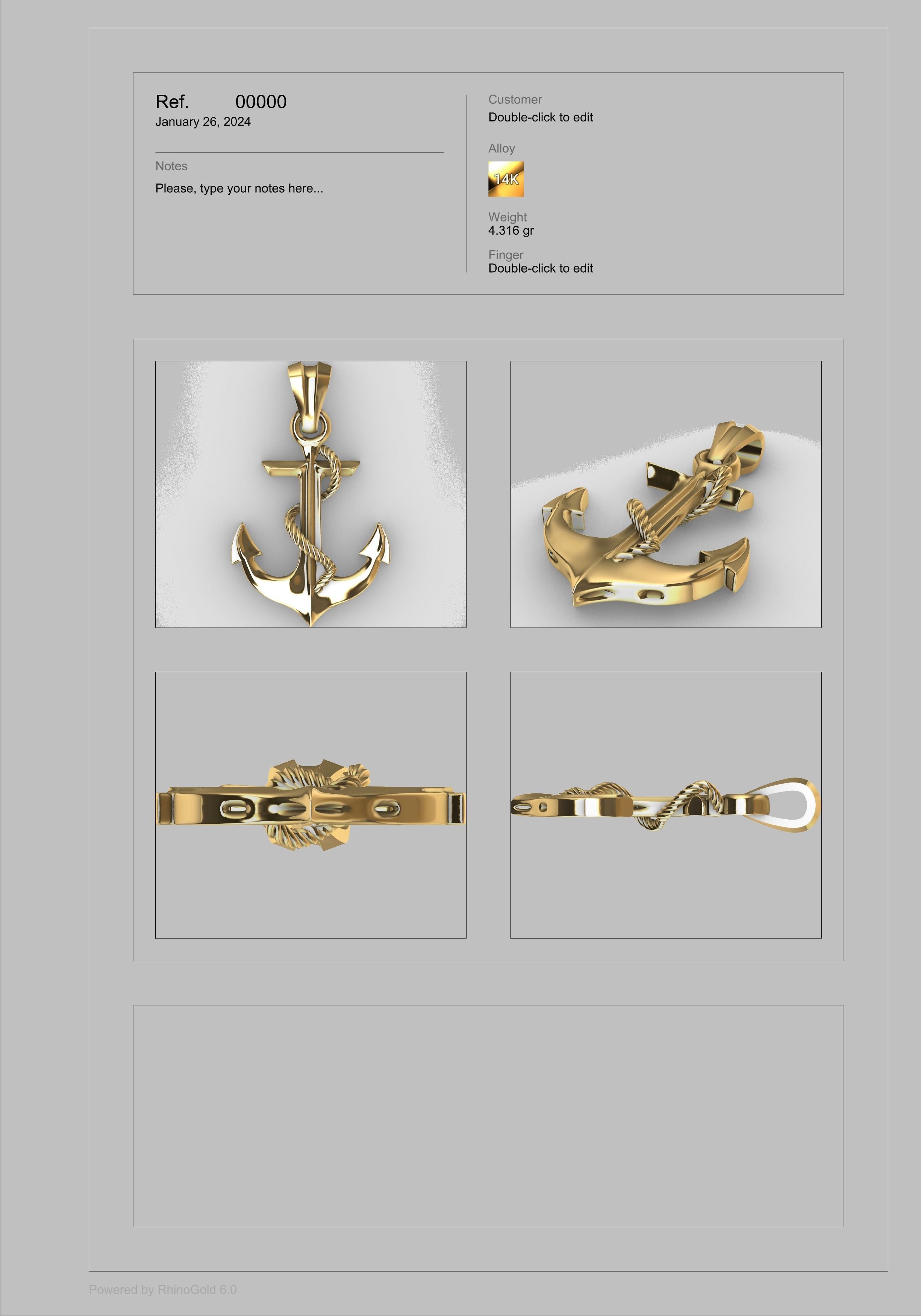 MENS ANCHOR PENDANT NECKLACE ROPE DESIGN JEWELRY 3D print model_6