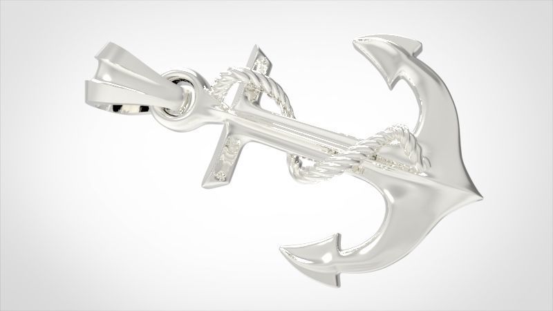 MENS ANCHOR PENDANT NECKLACE ROPE DESIGN JEWELRY 3D print model_20