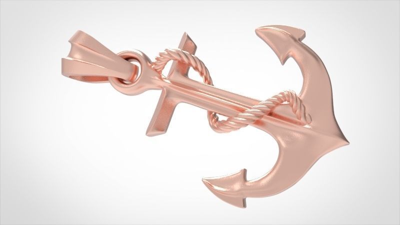 MENS ANCHOR PENDANT NECKLACE ROPE DESIGN JEWELRY 3D print model_17