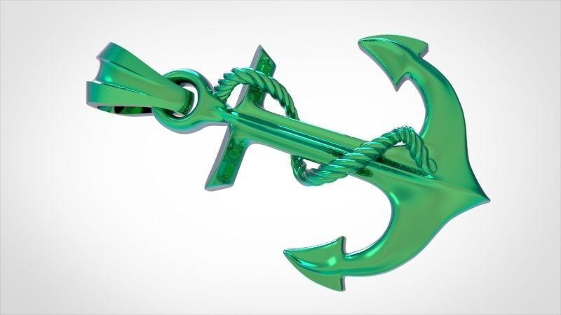 MENS ANCHOR PENDANT NECKLACE ROPE DESIGN JEWELRY 3D print model_16