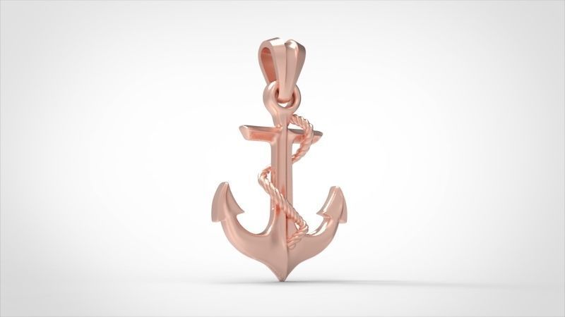 MENS ANCHOR PENDANT NECKLACE ROPE DESIGN JEWELRY 3D print model_12