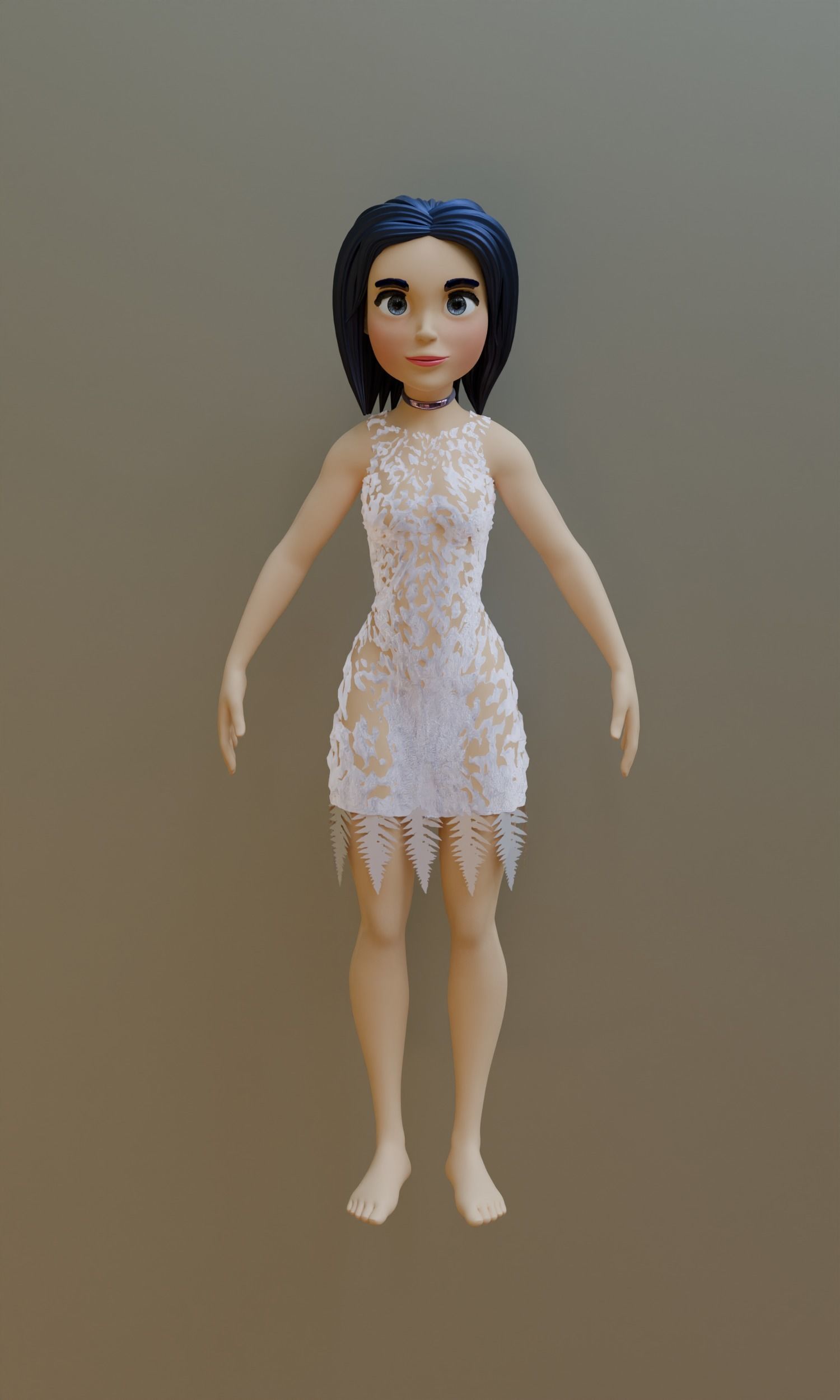 Female cartoon character 3D model_3