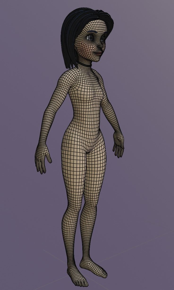 Female cartoon character 3D model_4