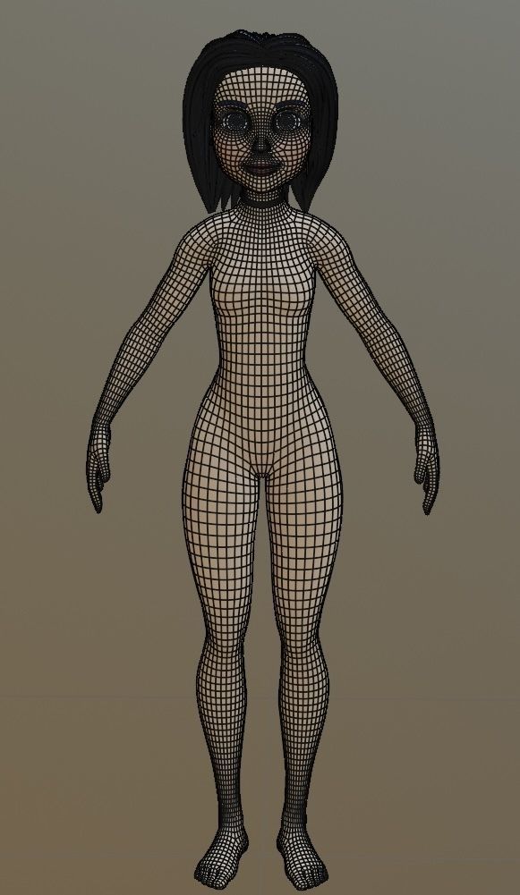 Female cartoon character 3D model_10