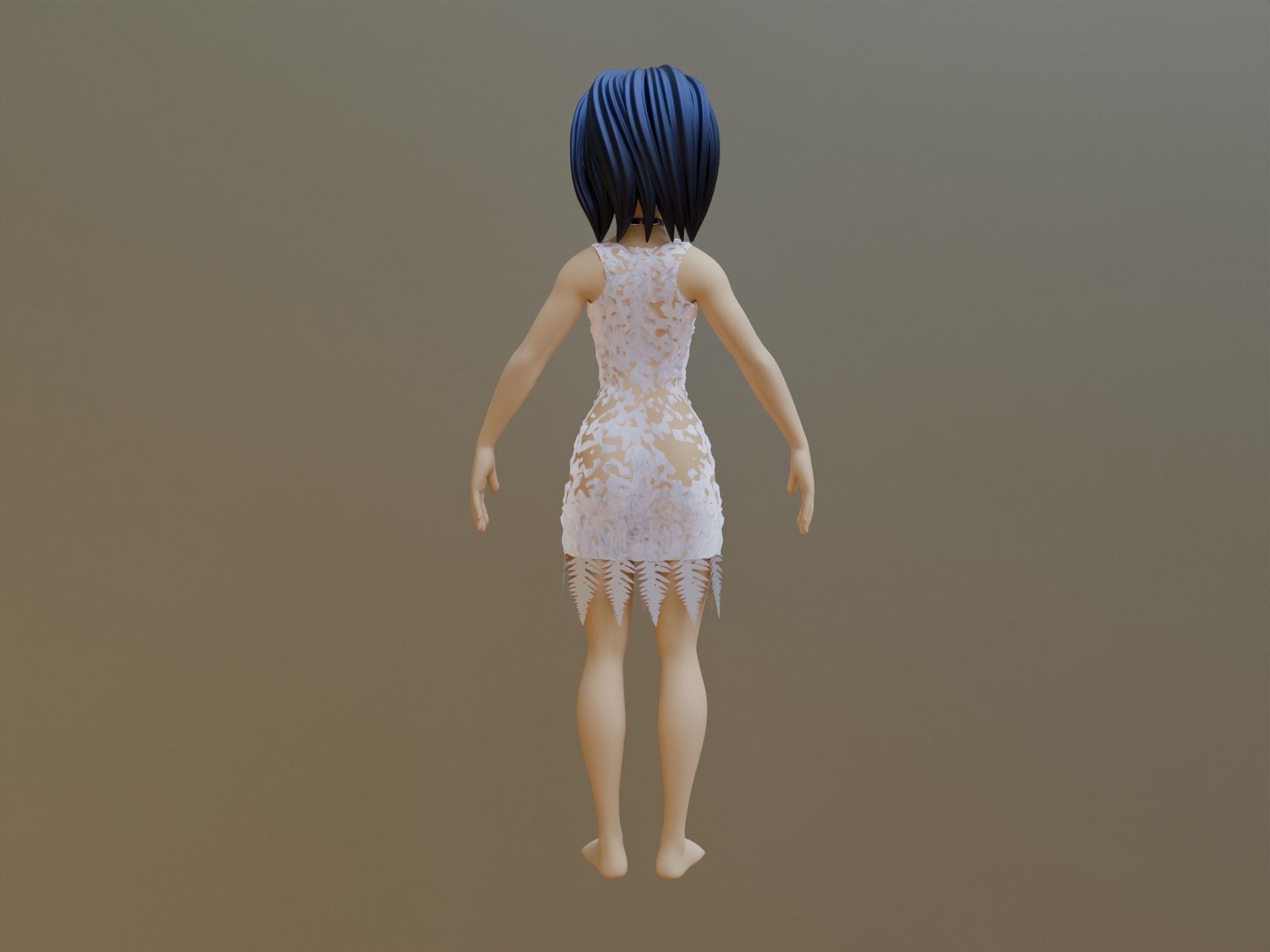 Female cartoon character 3D model_2